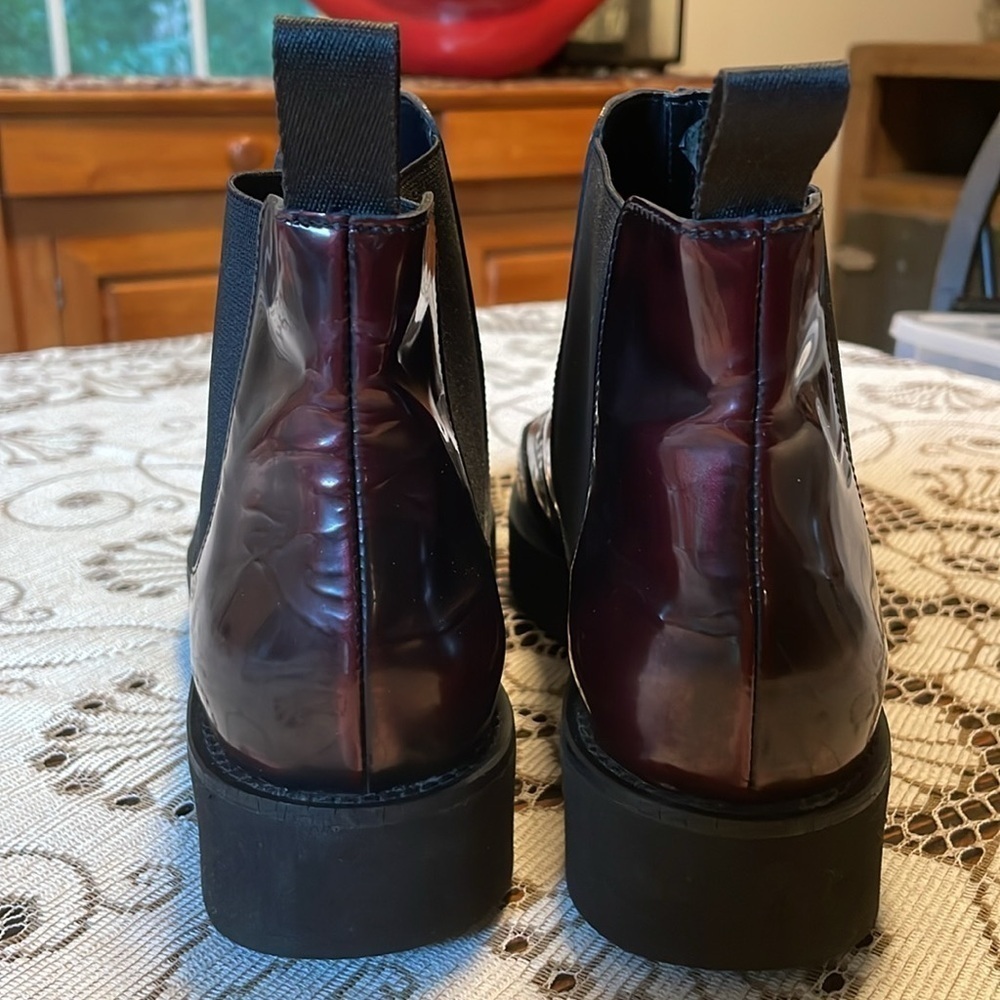 Baldinini Ombré Black Burgundy Oxford Leather Low Platform Ankle Boot - Picture 8 of 12